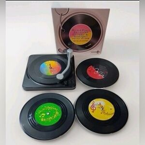 RETRO Record Player Turntable Style Drink Coasters SET-4